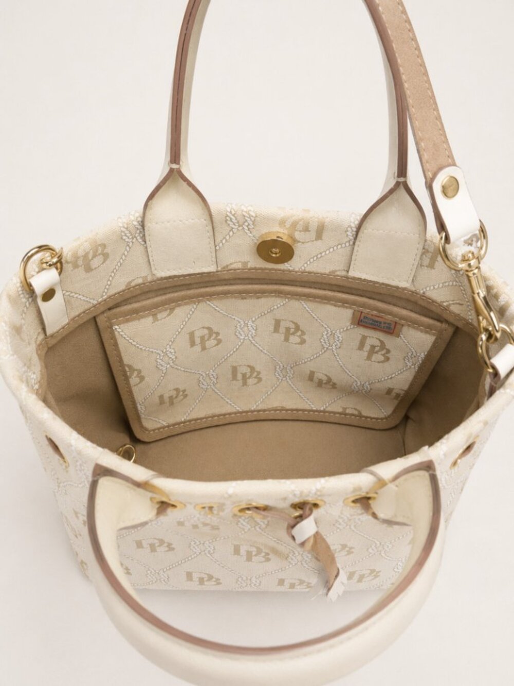 Dooney & Bourke Cream & Ivory Logo Canvas Satchel NWOT - Picture 10 of 12